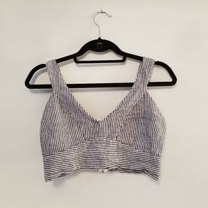 Velvet Blue striped linen crop top